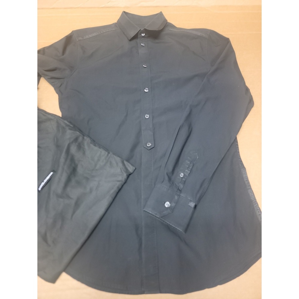 Dolce & Gabbana D&G Mens Black Slim Fit Dress Shirt 41/16 Large W/ Dust Bag!